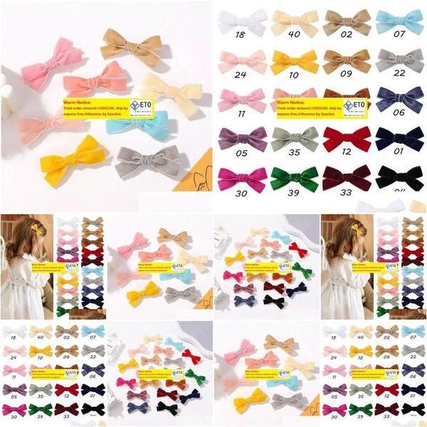 Accesorios para el cabello Color sólido Veet Ribbon Clips Lindas chicas mini Boutpins Boutique Barrettes Kids Headwear ZZ Drop entregada Baby Mat Otpqv