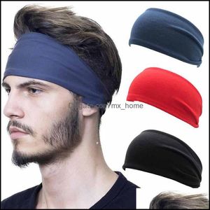 Accessoires de cheveux Couleur continue Yoga Sport Bandeau SweatBand Sweat Hood Gym Work Out Fitness Cycling Running Head Bands Snood For Women Men F Dhhgx