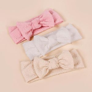 Accessoires pour cheveux, bandeau élastique en tissu de coton solide avec nœud pour bébé, bandeau côtelé pour enfants filles, bandeau de fête pour enfants