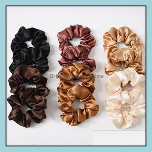 Haaraccessoires Solid scrunchies Haarbanden Satijn grote darm stropdranden Girls Ponytail Holder 6 ontwerpen 1000 stks BT6641 Drop Deli DHXBT