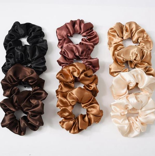 Accesorios para el cabello Scrunchies Bandas de cabello satén Agrandado corbatas para el cabello Ropes Soporte de cola de caballo de niñas 6 diseños 1000pcs