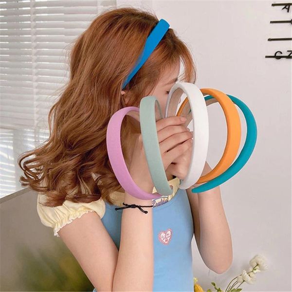 Accesorios para el cabello, diadema de esponja sólida, diadema colorida de tela a la moda para mujer, banda para mujer, aro, maquillaje DIY, tocado para el hogar