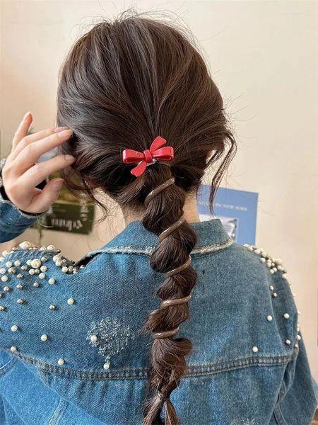 Accessoires pour cheveux Printemps et été Mignon Bow Bubble Braid Tressé Outil Tête Corde Femme 2024 Haut de gamme Sensation Téléphone Fil Boucle