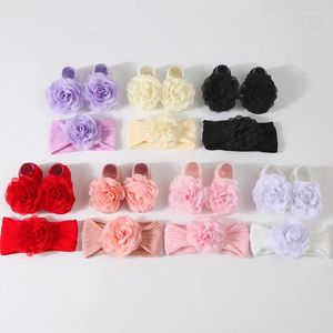 Accesorios para el cabello Primavera Infantil Bebé Niñas Calcetines Nacidos Flores de encaje Diadema Antideslizante Transpirable Corto Niño Niños Algodón Bautismo Socken