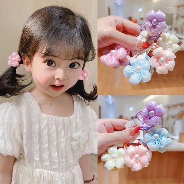 Accesorios para el cabello Estilo Color caramelo Flor Atada Banda de cuero Círculo de niña linda Niños Sin daño Gorro elástico Lazo Cuerda Diadema