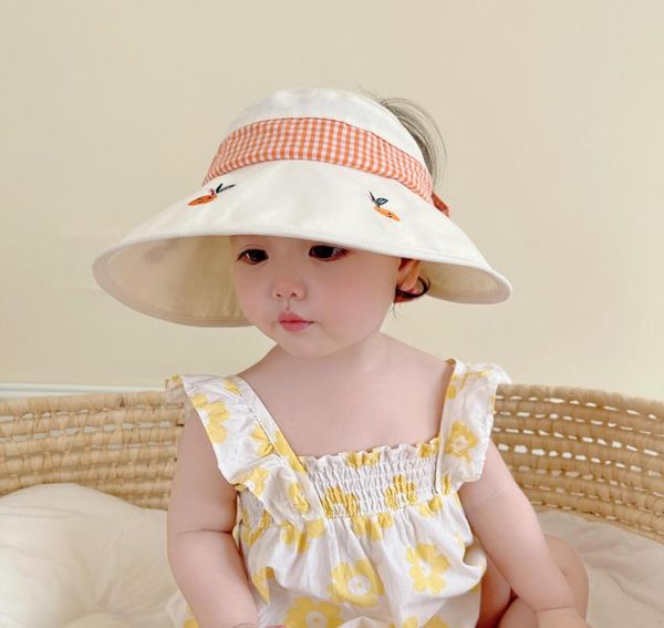 Accesorios para el cabello, sombrero de sol con lazo de verano, tapa vacía para exteriores, ala grande, gorra para niños, niñas, viajes en la playa, gorras con visera para niños y bebés