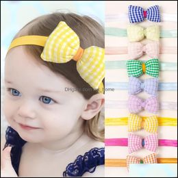 Haaraccessoires zomer schattig baby meisje hoofdband geruite bowknot kinderen elastische haarbandbandanas hoofdband snoepkleur princes mxhome dhr18