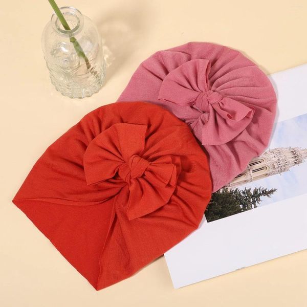 Accesorios para el cabello Sombreros para niños de verano Nacido Seda de leche Turbante Niños Elásticos para bebé Bow Diadema Girls Headwear Cap