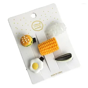 Accesorios para el cabello Super lindo comida de imitación Mini Clips personalidad horquillas juego divertido arroz huevos escalfados semillas de melón pinzas de maíz