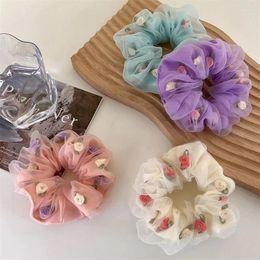 Accessoires de cheveux Super Fairy Rose Flower Organza Ropes Lovely grosse Ring Ring Forest Style Sweet Headgear Fashion