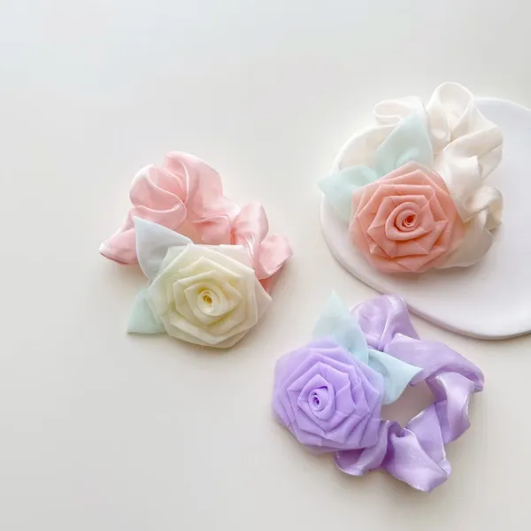 Accesorios para el cabello Anillo de intestino de flores dulces y lindos para niños Cabeza avanzada Cabeza de la cabeza soporte de cola de caballo