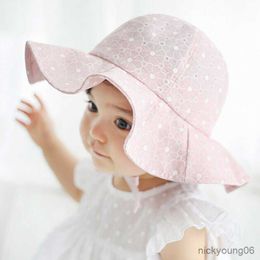 Haaraccessoires Sweet Baby Girl Bucket Hat Dot Print Summer Kids Fisherman Hats Soft Cotton Sun Beach Cap