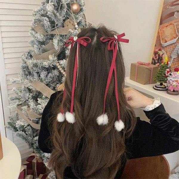 Accesorios para el cabello para niña, horquilla con lazo, Clip estilo Ballet, versátil, doble bola peluda, accesorios para el cabello