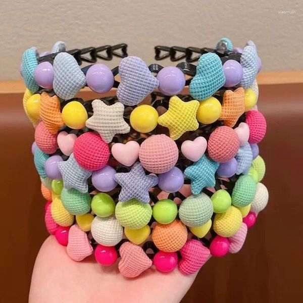 Accesorios para el cabello, diademas con flequillo de corazón dulce para niños, diademas sin daños con dientes, aro para niña, tocado de estrella y caramelo