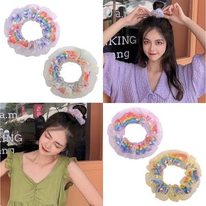 Haaraccessoires zoete mooie printen regenboog grote darm hoofddressing elastische haarband vrouwen meisje touw paardenstaart houder 49 stijlen M3433