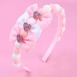 Accesorios para el cabello, diadema con cinta dulce para niña, diademas con bolas de piel, bandas de lujo, tocado de corazón con brillo y amor