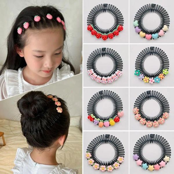 Accesorios para el cabello dientes dibujos animados Invisible soporte Extra primavera peines fijos peine de estilo fresa oso niños