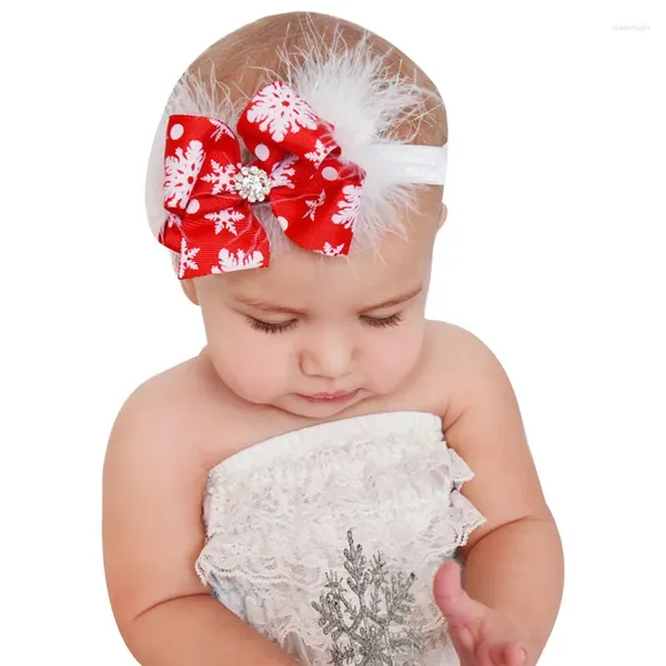 Accessoires de cheveux Télotuny Baby Girl Bandbands Christmas Girls Toddler Bow Feather Band Band Snow Flower Heads for 1009