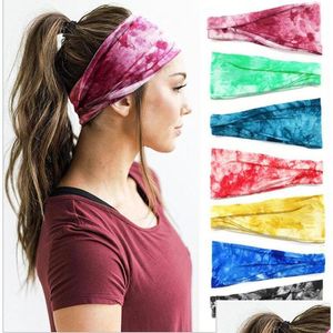 Haaraccessoires Tie Dye Boho Breed Katoen Stretch Dames Meisjes Hoofdband Tovenaar Tulband Hoofddeksels Bandage Bands Bandana Hoofddeksel