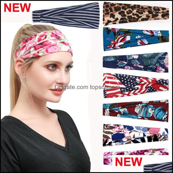 Accessoires pour cheveux Outils Produits Boho Bandeaux Impression Bande Mode Tête Wrap Bandeau Vintage Élégant Tissu Élastique Turban Sport Yoga