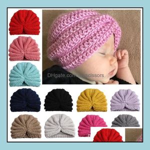 Accessoires pour cheveux Outils Produits Ins Baby Girls Boy Laine Casquettes creuses Enfants Tricot Crochet Chapeau Infant Toddler Boutique Indian Turban Spri