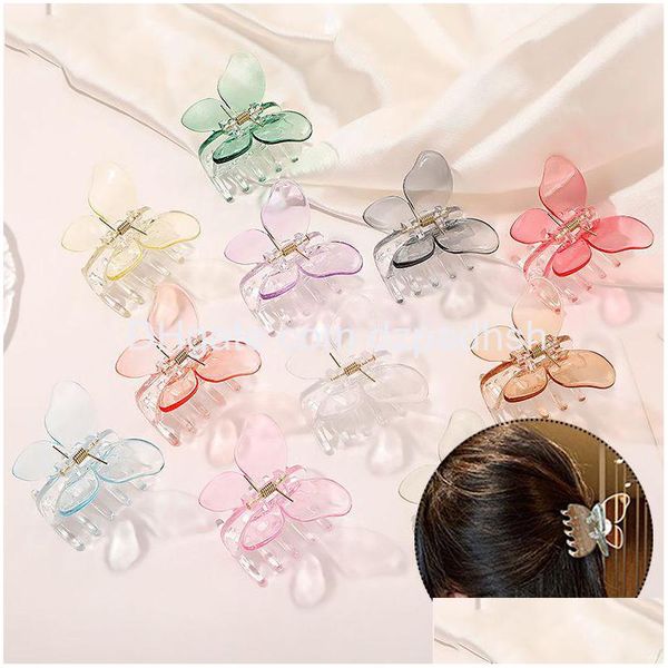 Accessoires de cheveux Transparent Papillon Clip Résine Barrettes Épingle À Cheveux Colorf Griffe Clips Pour Femmes Décoratif Hairgrips Drop Livraison P DH02N