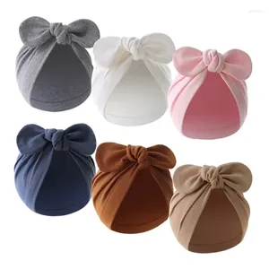 Haaraccessoires Tulband Baby Meisjes Jongens Hoed Leuke Bloem Knoop Oren Katoen Geboren Beanie Caps Voor Kinderen Peuter Baby