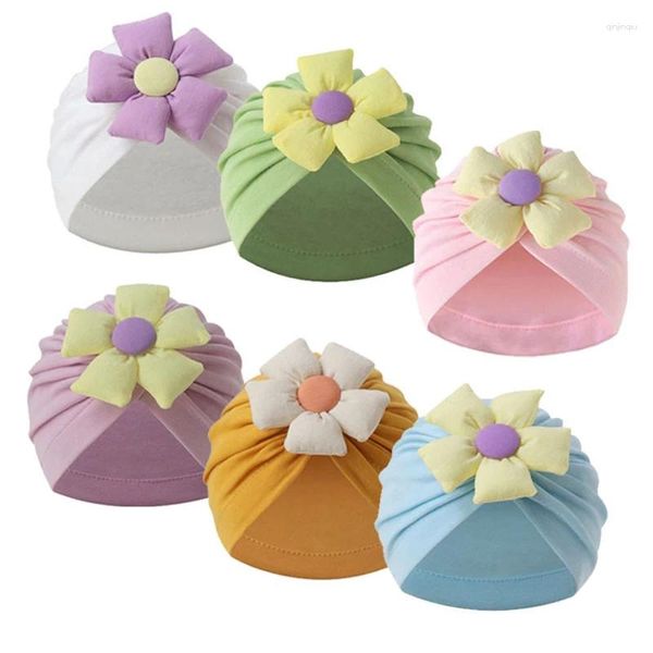 Accessoires de cheveux Turban bébé filles chapeau mignon noeud de fleur inde coton né bonnet casquettes pour enfants en bas âge chapeaux infantile