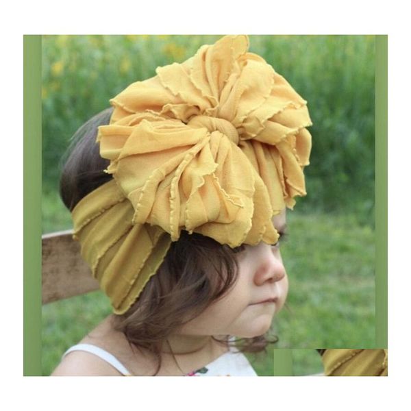 Accessoires De Cheveux Turban Mode Pli Dentelle Arcs Bandeau Pour Enfants Bandeau En Mousseline De Soie Douce Grand Arc Élastique Filles Cheveux Drop Delivery Bab Dhrfk