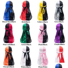 Accessoires de cheveux Capre de bande à longueur à queue en satin à deux couleurs Capes de pirate élastique South Afrique du chapeau turban Hijab Bonnet Drop D Dhdvj