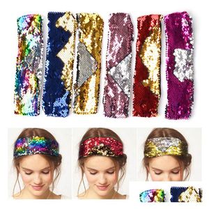 Haaraccessoires Twoside pailletten hoofdband onder zweet wicking rekbare atletische bandana headscarf yoga advertentie wrap beste voor sportoefening dhbob