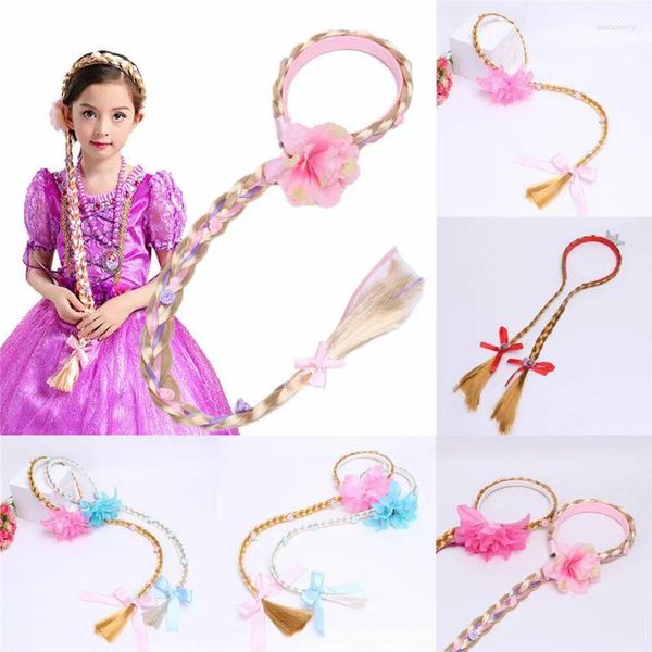 Accesorios para el cabello Reino Unido Rubio Cosplay Tejiendo Trenza Enredado Rapunzel Princesa Diadema Niña Peluca Niñas Niños Aro Trenzado