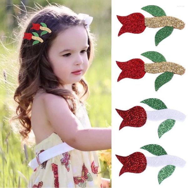 Accessoires de cheveux Saint-Valentin Rose Rose Hair Hair Glitter Cute Sweet Flower Flower Clip Creative Festival Gift Aniniversary Party Decoration