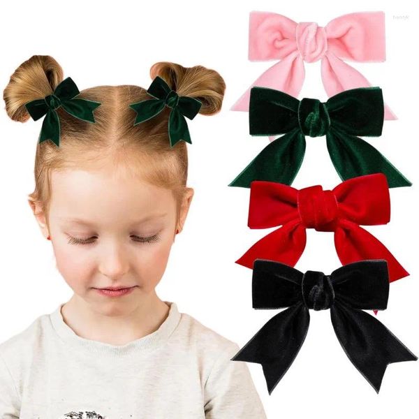 Accessoires de cheveux Velvet Bows Couleur solide Clips de princesse debout Bowknot Hairpin Kids Barrette Corée