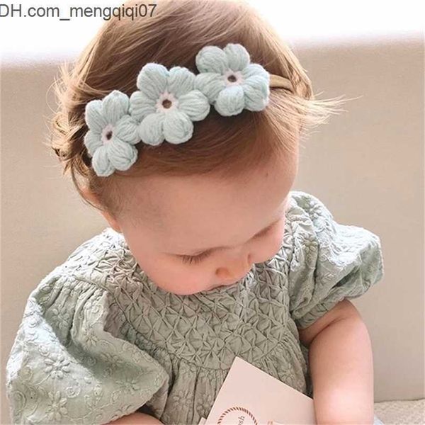 Accesorios para el cabello Vintage Baby Nylon Headbands Flores de ganchillo hechas a mano Lana Kid Elástico Hairbands Niñas Pinzas para el cabello Niños Accesorios para el cabello 220610 Z230701