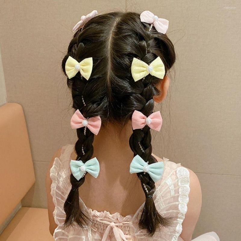 Hårtillbehör Vintage Flower Sweet Bowknot Elegant Fairy Children's Chain Korean Style Clip Lovely Pearl