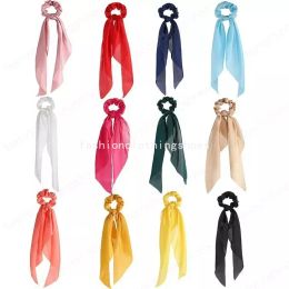 Accessoires de cheveux Vintage Satin Srunchies Bow ClainBand Cies Ribbon Scrunchie Ponytail Holder Caouth Caoule Corde Decoration