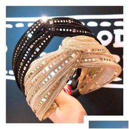 Accessoires de cheveux Vintage Sequin Femmes Sticks Fashion Lace Girls Bandand Designer For Head Bands Drop Livrot Baby Kids Maternity OTYKD