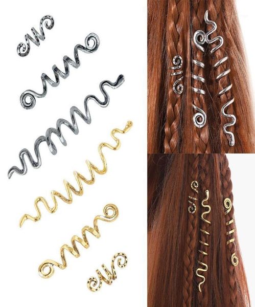 Accessoires pour cheveux Vintage Argent Réglable Viking Dread Tresses Dreadlock Barbe Perles Poignets Clips Pour Anneaux Femmes Men3523637