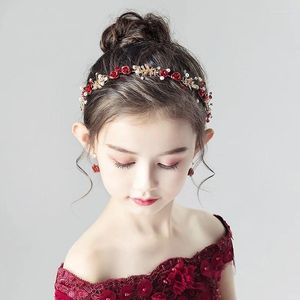 Accessoires de cheveux Vintage femmes bandeau en cristal avec boucle d'oreille fleur diadème élégant bijoux de fête de mariage fille couronnes de mariée