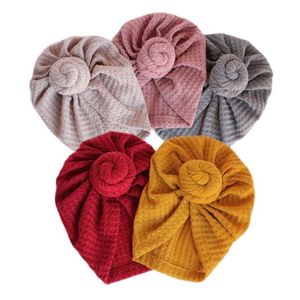 Haaraccessoires Wafle Crochet Gebreide tulband babyhoofdband schattige kinderen hoed bowknot baby peuter geboren pet motorkap beanies headwrapshair