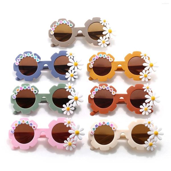 Accessoires pour cheveux Wallarenear Enfants Garçons Filles Lunettes de soleil Anti-UV Fleur Lettre Décor Enfants Lunettes de plage en plein air