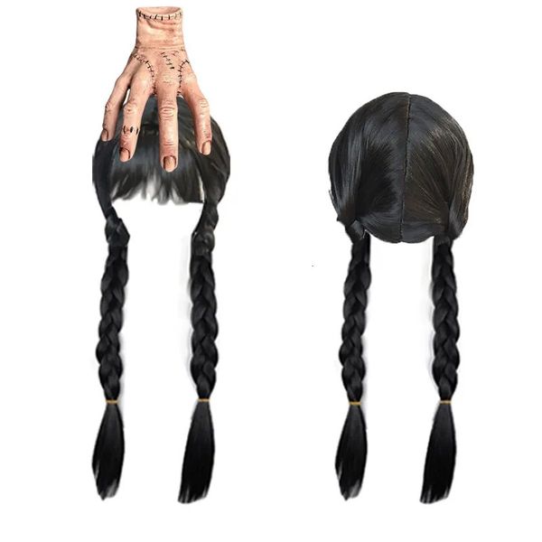 Accessoires pour cheveux Mercredi jeu de rôle perruque fille accessoires bandeau baguette couronne ensemble de bijoux perruque tresse princesse costume accessoires 231013