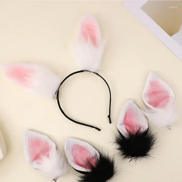 Accessoires pour cheveux, bandeau oreilles en peluche blanche, bandeaux de Festival pour filles, bandeau à nœud papillon, cadeau de fête d'anniversaire pour enfants