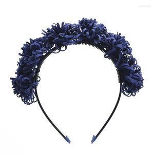 Accesorios para el cabello Venta al por mayor 2023 Estilo de invierno Moda Encantadora Flor de gamuza Diadema de cabeza completa Colores surtidos Diadema para niñas