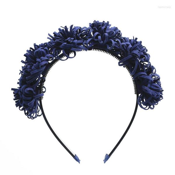 Accessoires de cheveux en gros 2023 hiver STYLE mode charmant daim fleur pleine tête bandeau couleurs assorties filles bandeau