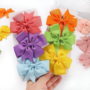 Accessoires pour cheveux, vente en gros, pinces à nœud papillon en ruban solide 3 ''pour bébés filles, nœuds faits à la main, épingles à cheveux, Barrettes, couvre-chef pour enfants, vente en gros