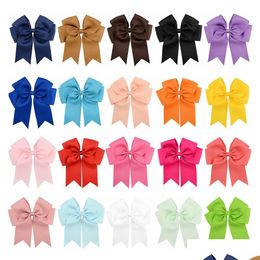 Haaraccessoires Groothandel 6 grote cheer boog babymeisje massieve lintbogen met alligator clip handgemaakte meisjes cheerleading druppel delive dhhp6