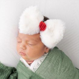 Accessoires pour cheveux, décoration de noël pour bébé, bandeau de flocon de neige blanc, nœud en fourrure pour enfants, foulard pour filles