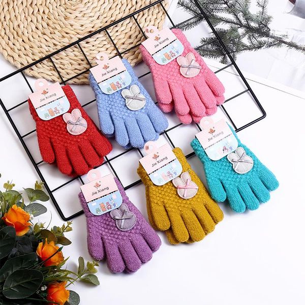 Accessoires de cheveux Gants d'hiver pour enfants Gants chauds pour enfants Mitaines pour enfants Bébés garçons filles laine tricotée douce